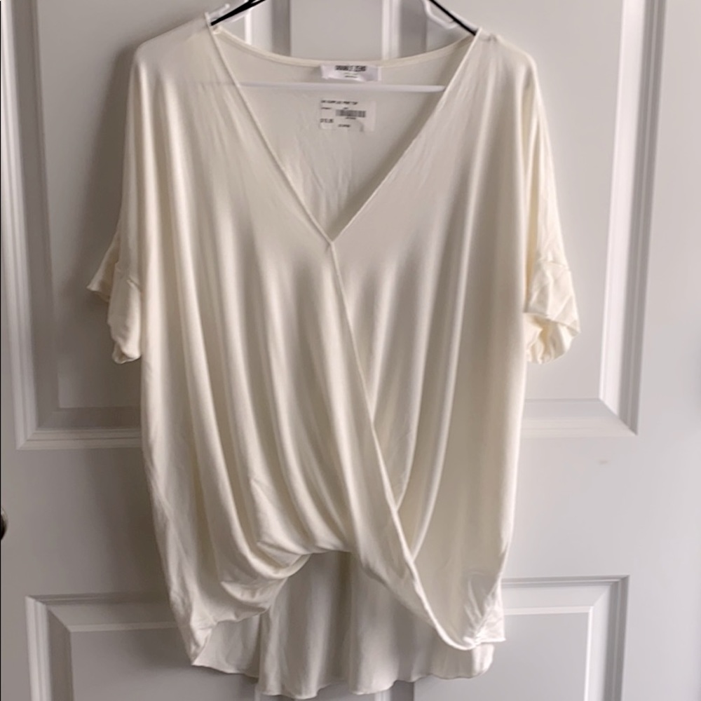 Off-white stretchy surplice top